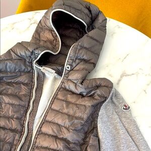 Moncler Gray Puffer Vest with Hood
